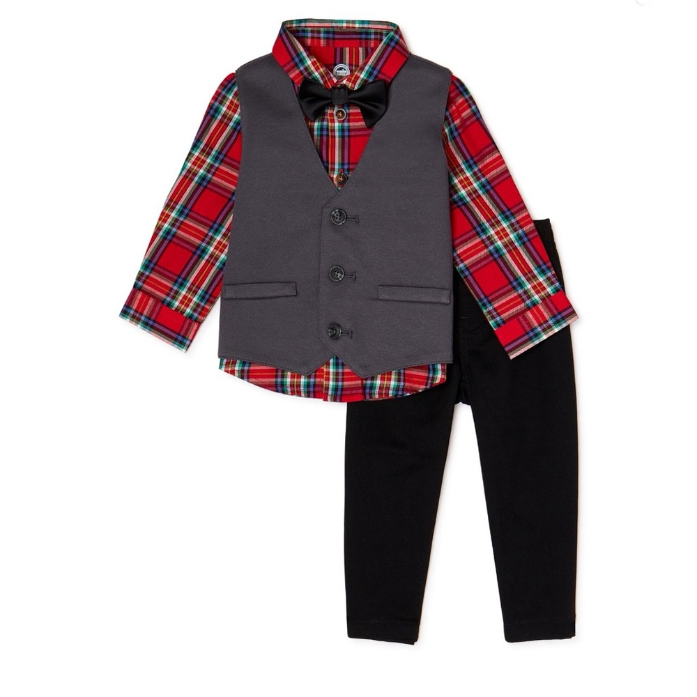 Baby Boy & Toddler Boy Button Down Shirts, Vests, & Pants Dressy Outfit Set,